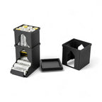 Stackable AA battery dispenser with a front opening that rolls out one battery, view 2