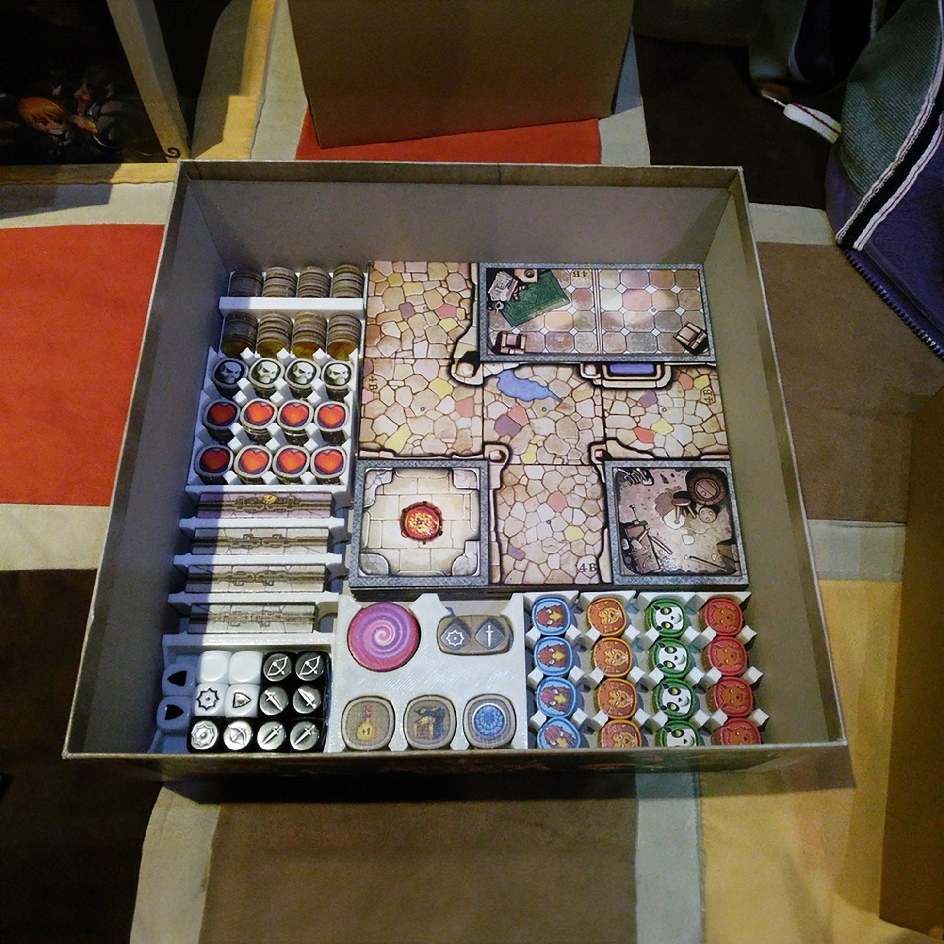 a box with a variety of items inside of it