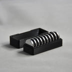 CR1632 coin cell storage box with a slotted tray and lift-off lid