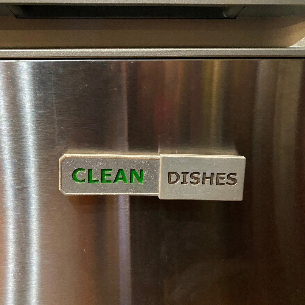 Clean dirty dishwasher sign with sliding indicator, view 2