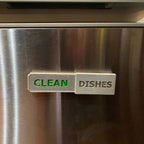 Clean dirty dishwasher sign with sliding indicator, view 2