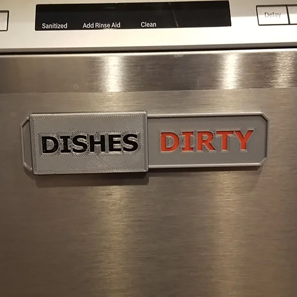 Clean dirty dishwasher sign with sliding indicator, view 3