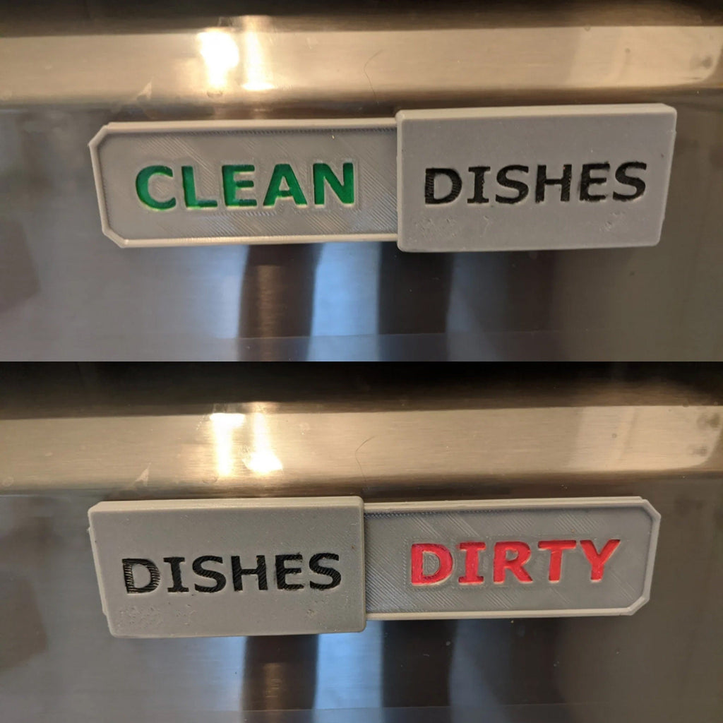 Clean dirty dishwasher sign with sliding indicator