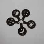 Set of 16 coffee stencils with heart, star, moon and bean designs for latte art, view 2