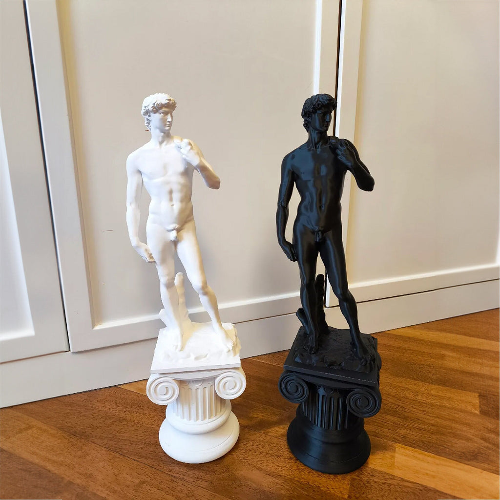 David statue sculpture standing on an ionic column base, view 2