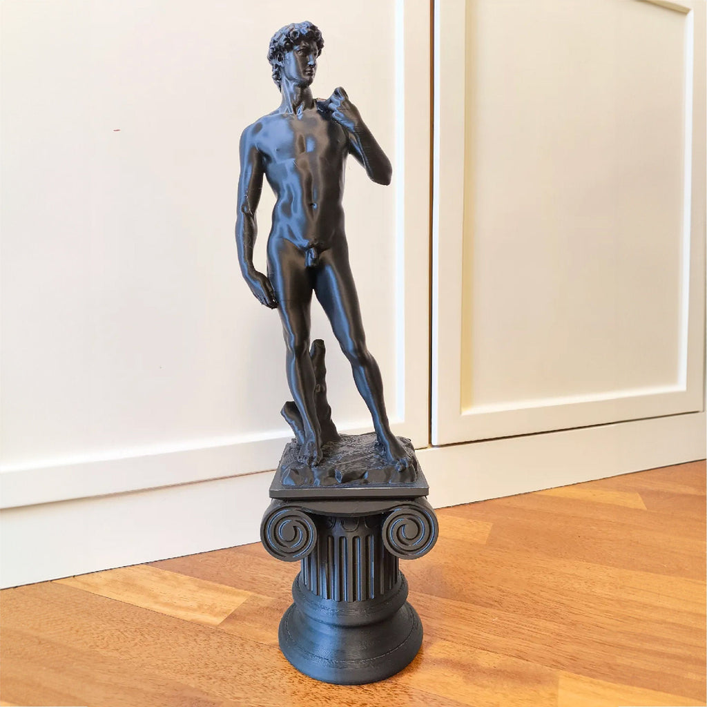 David statue sculpture standing on an ionic column base
