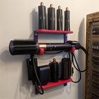 Two-shelf wall mount holder for Dyson Airwrap wand, curling barrels and brushes, view 2