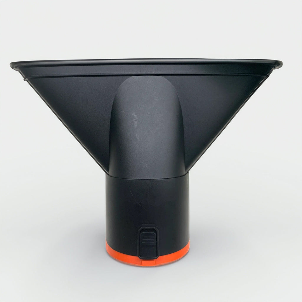 Wall mount holder cradling an EGO Power Plus leaf blower turbo nozzle, view 2
