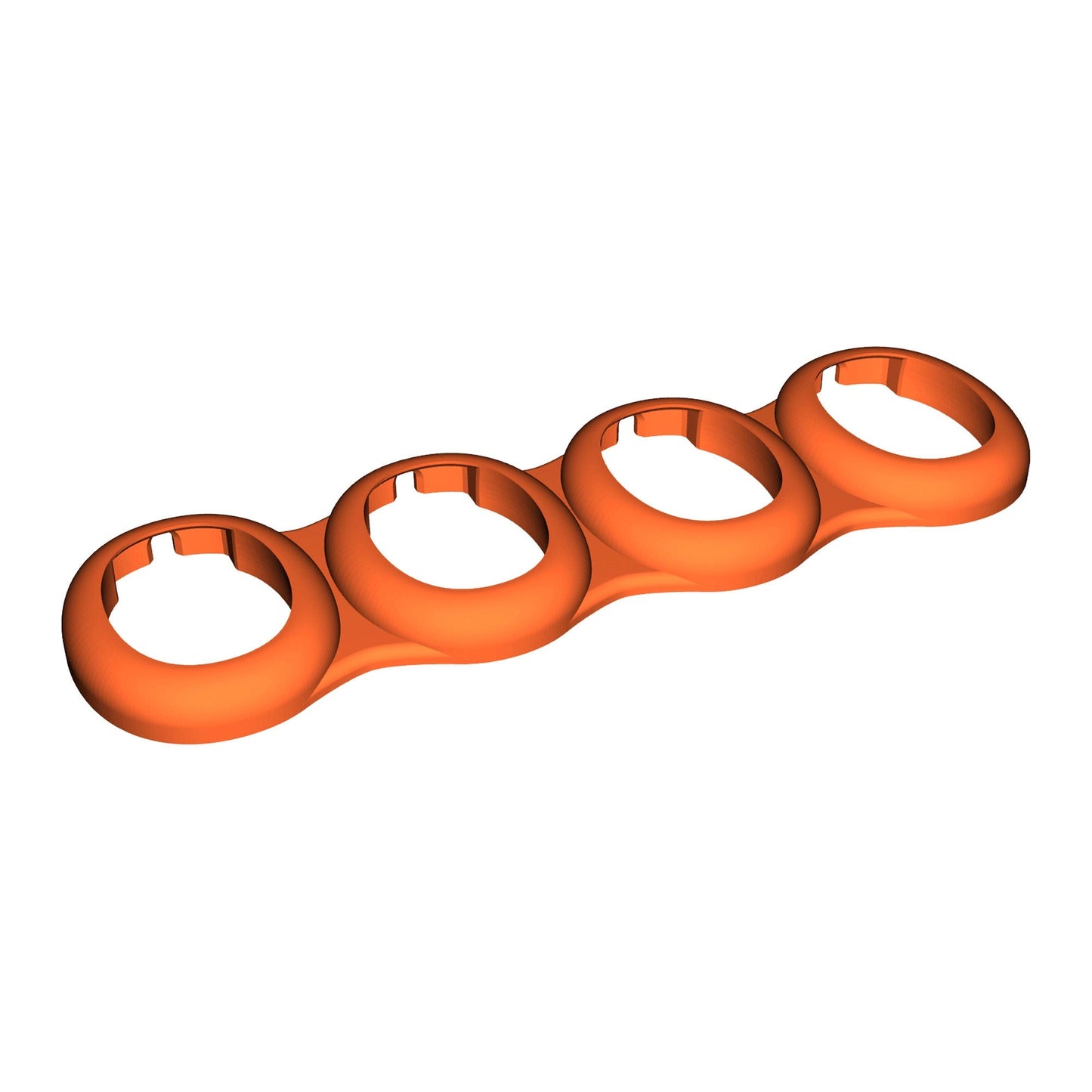 a set of four orange plastic objects on a white background