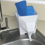 Geometric elephant utensil holder draining cutlery into the sink, view 6