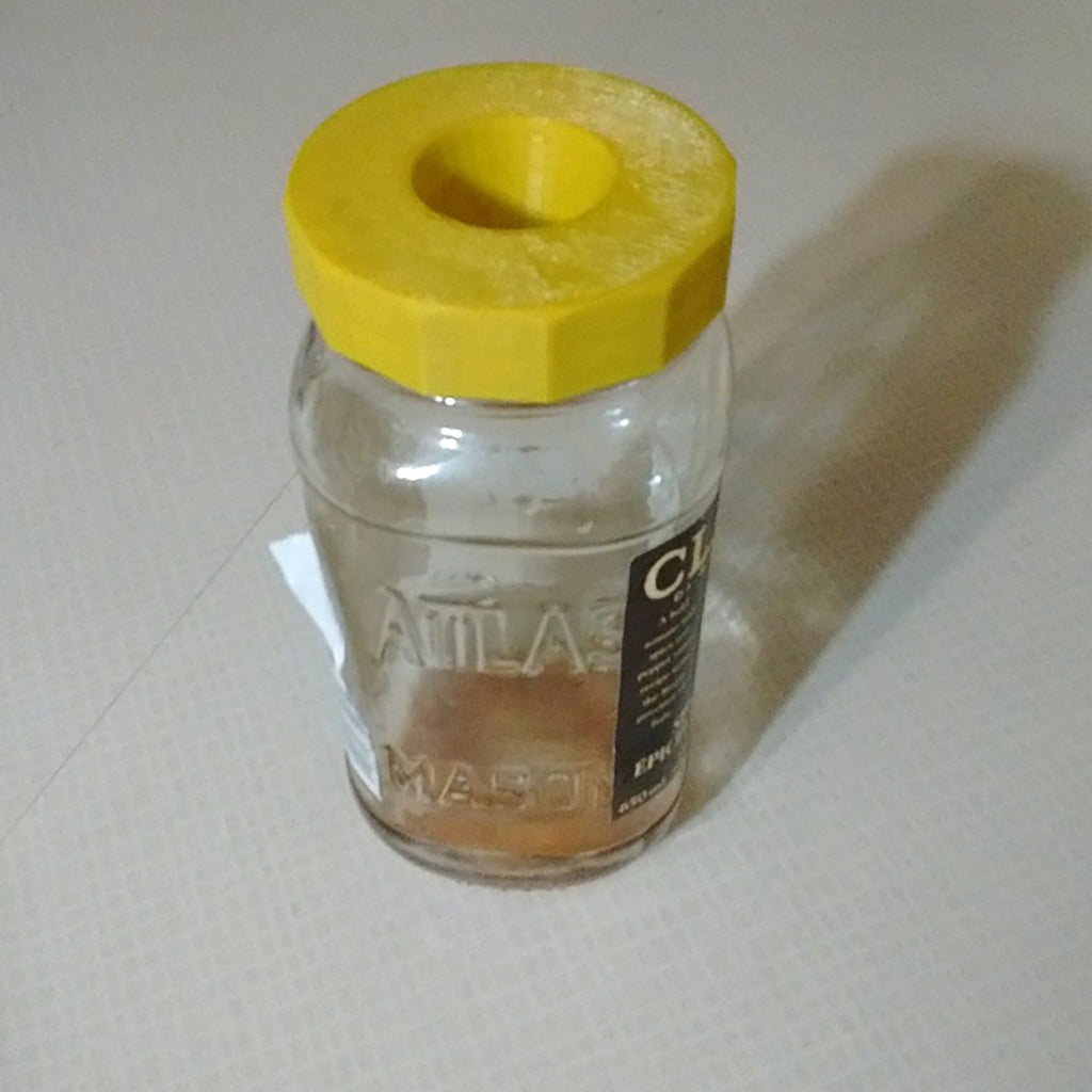 Fruit fly trap lid with inverted cone on a mason jar, view 6