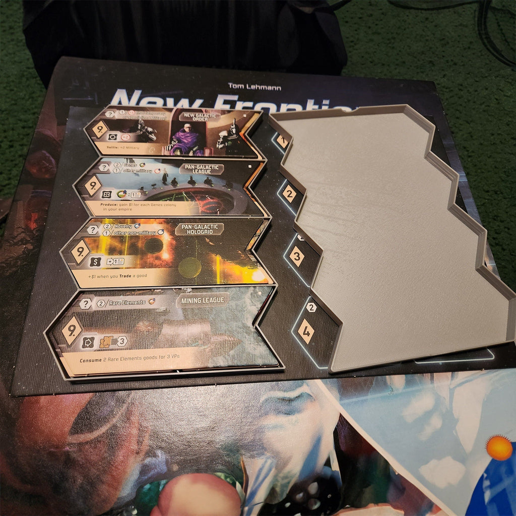 Tile and meeple tray set for New Frontiers with two lidded tile trays and a meeple tray, view 2