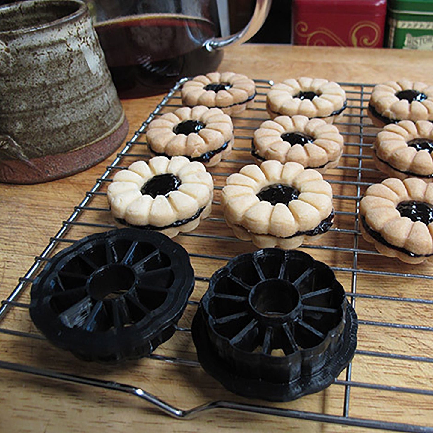 a bunch of cookies that are on a rack