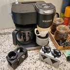 Pod filling stand holding two Keurig My K-Cup reusable filters upright, view 4