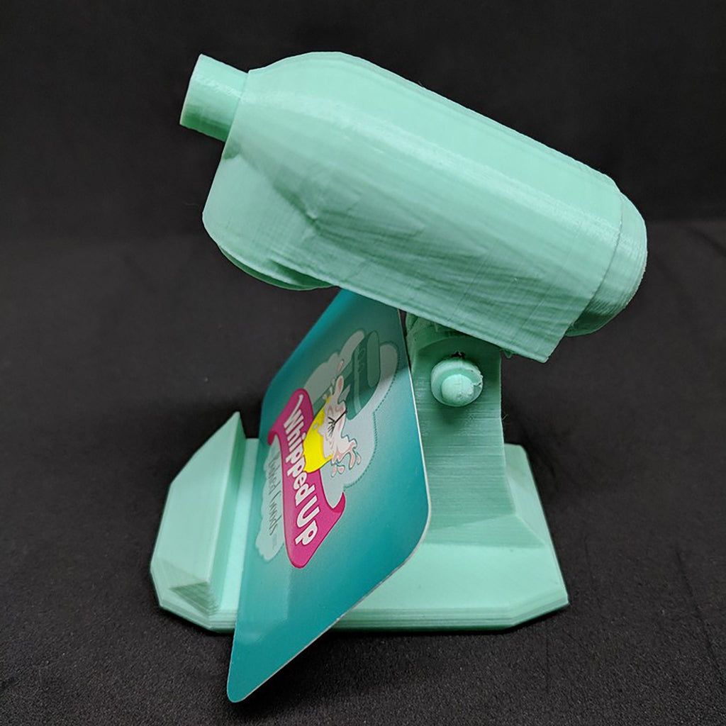 Stand mixer shaped business card holder for bakers holding one card upright, view 2