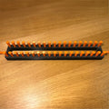 Rectangular knitting loom with two rows of pegs for making scarves and flat panels