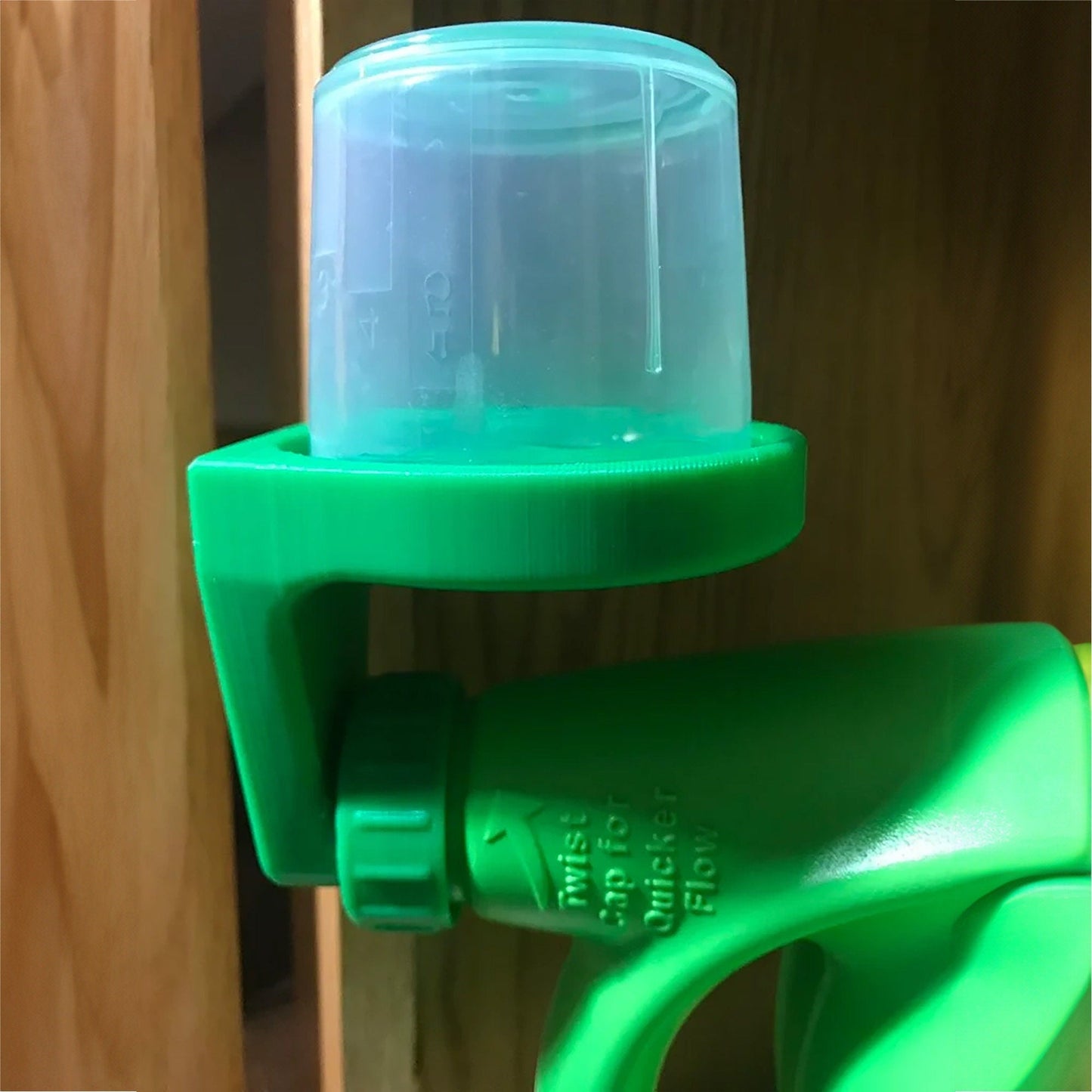 a close up of a green bottle holder