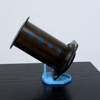 Drip drying stand holding an AeroPress coffee maker upside down, view 2