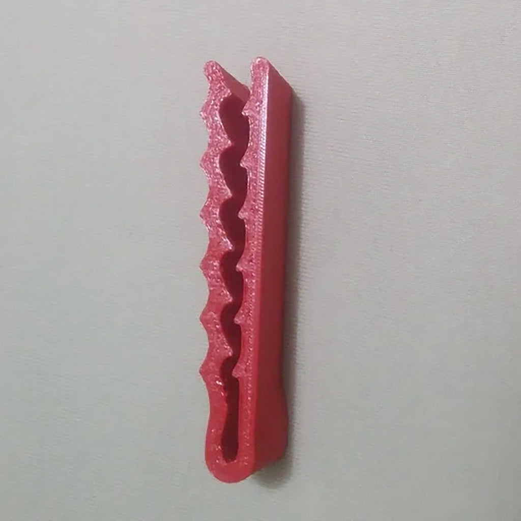 Body towel clip with ribbed jaws holding a bath towel closed at the waist, view 3