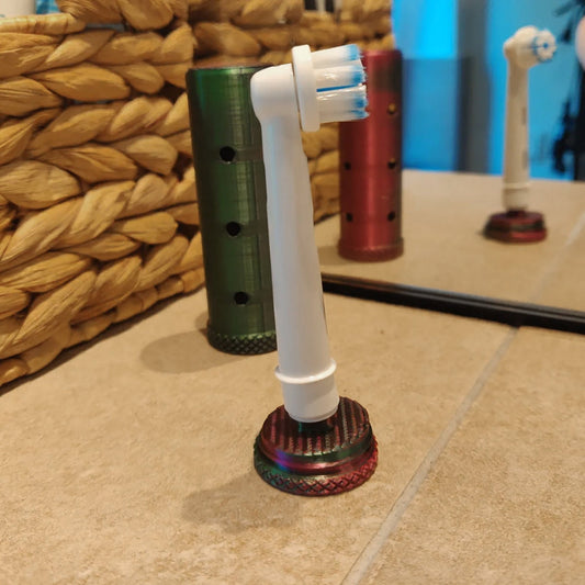 a close up of a tooth brush on a counter