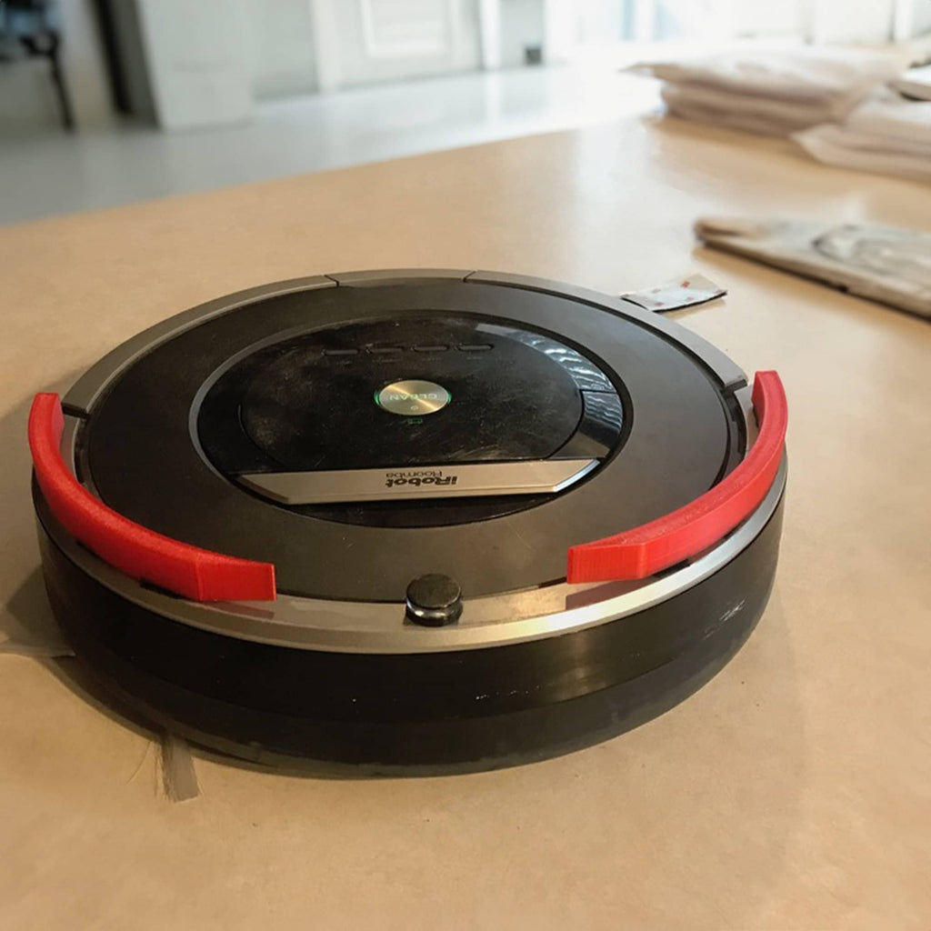 Two-piece bumper riser extensions for Roomba robot vacuums