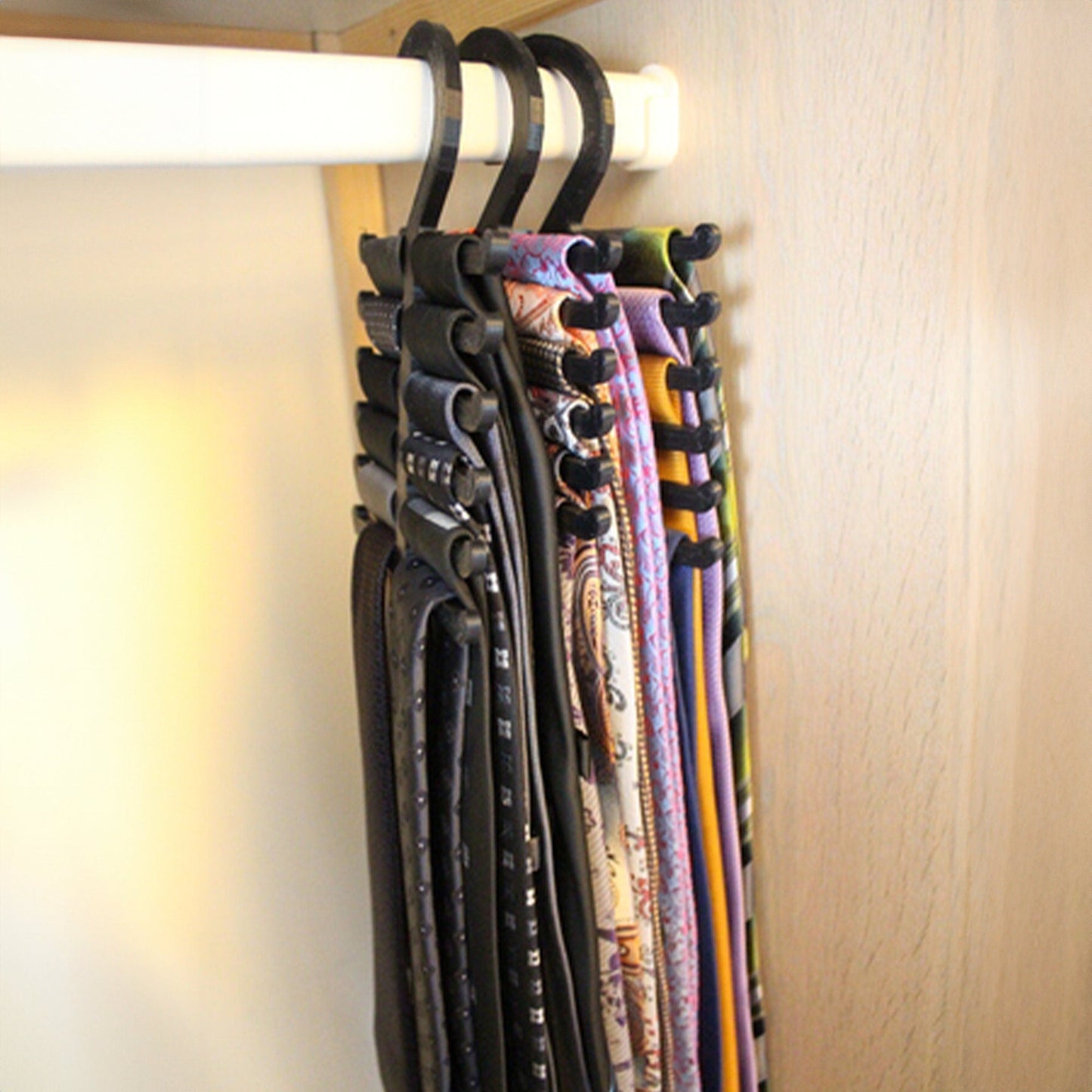 Rotating Tie and Belt Holder for Closet Organization