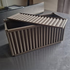 Mini shipping container desk organizer with sliding lid, view 3
