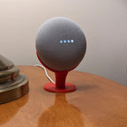 Angled pedestal stand for Google Nest Mini smart speaker