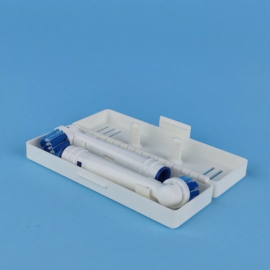 Hinged vented travel case holding six Oral-B replacement brush heads, view 3
