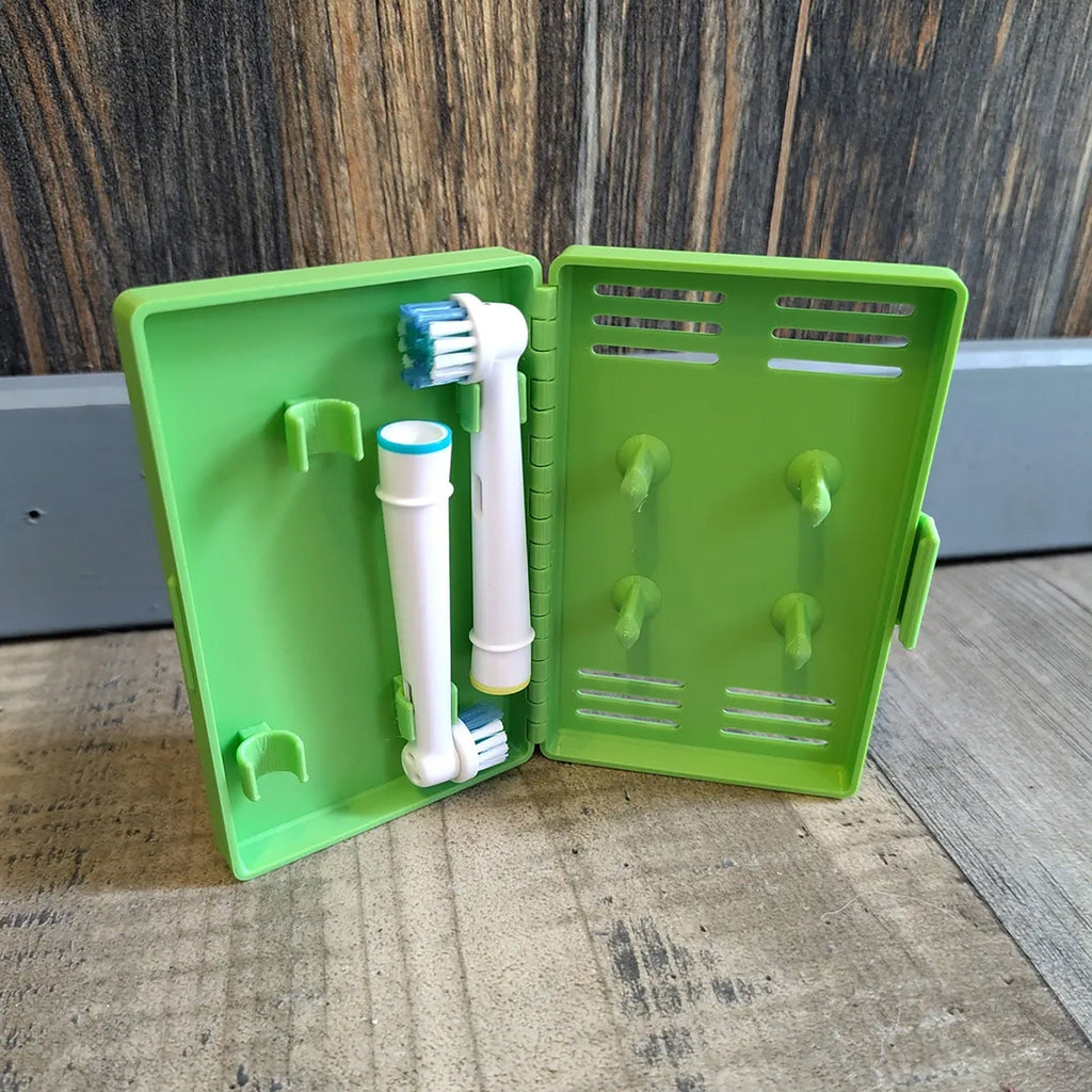 Hinged vented travel case holding six Oral-B replacement brush heads, view 6