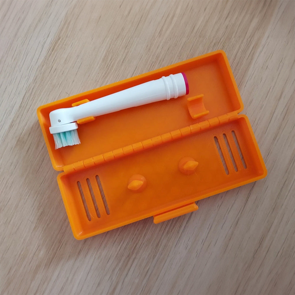 Hinged vented travel case holding six Oral-B replacement brush heads, view 7