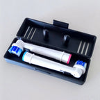 Hinged vented travel case holding six Oral-B replacement brush heads, view 8