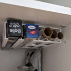 Cabinet mount organizer holding foil, cling film and parchment boxes upright, view 4