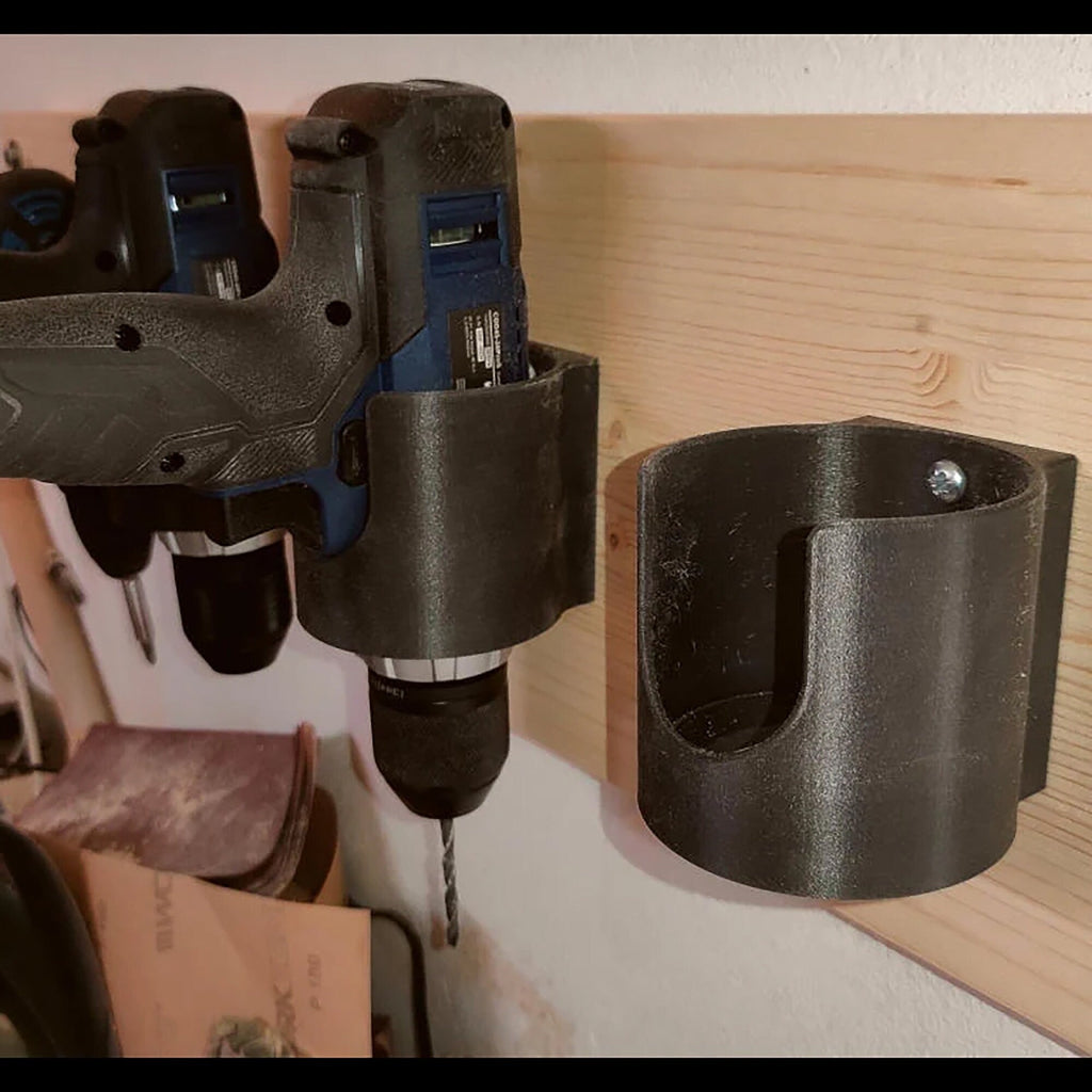 Wall mount holder for cordless drills and power tools up to 74mm