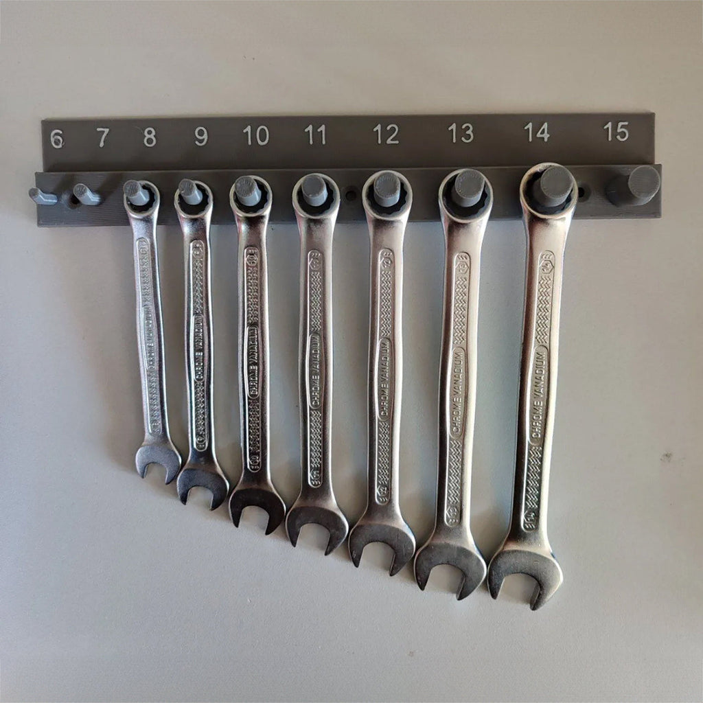 Metric wrench wall mount organizer for 6mm to 15mm combination wrenches, view 2