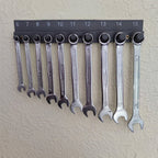 Metric wrench wall mount organizer for 6mm to 15mm combination wrenches