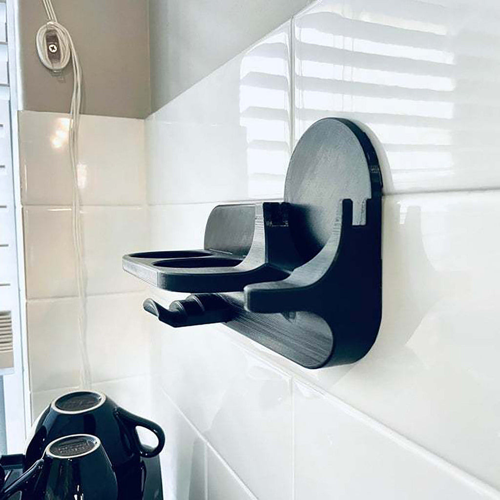 Wall mount shelf for 58mm Breville and Sage portafilter, tamper and dosing funnel, view 2