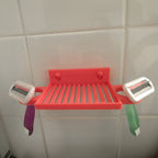Wall mounted soap dish with two cartridge razor holders, view 2