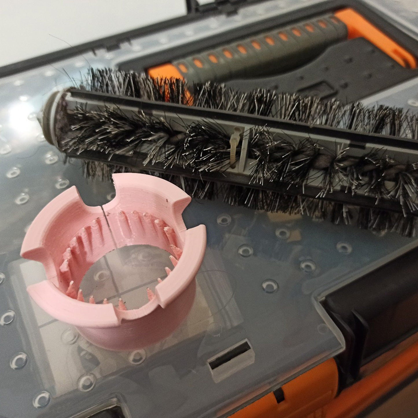 a close up of a brush on a table